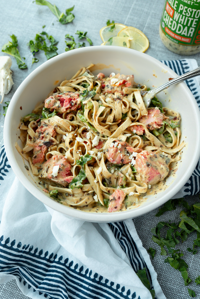 Kale Pesto With White Cheddar Pasta Sauce